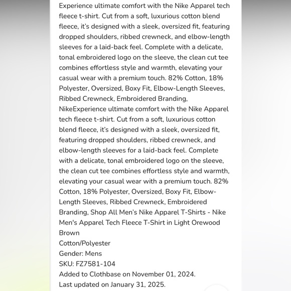 NWT Nike Tech Shirt - Picture 5 of 12